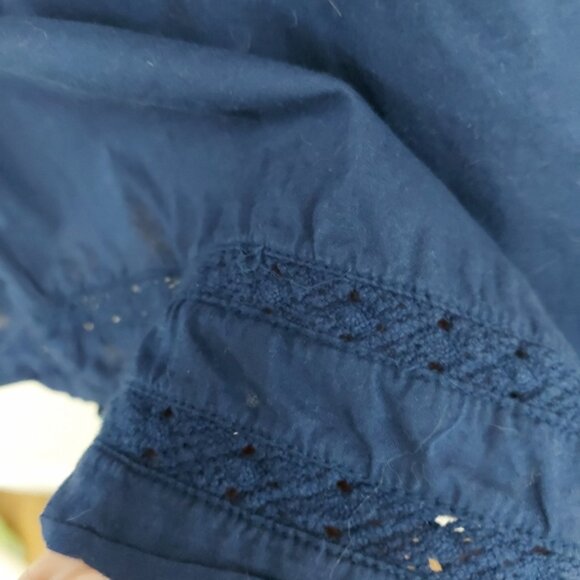 J.Crew Blue V-neck Mini dress With Trim in Navy Boho Peasant Size Small - Picture 12 of 16